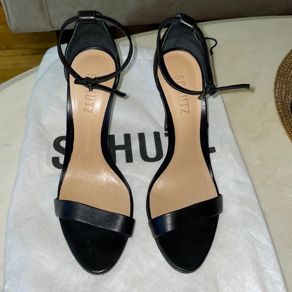Black strap heels